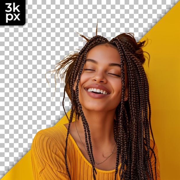 a woman with dreadlocks and a photo of her hair