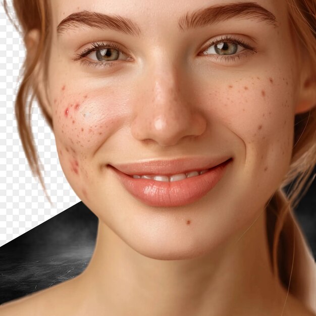 PSD a woman with freckles on her face