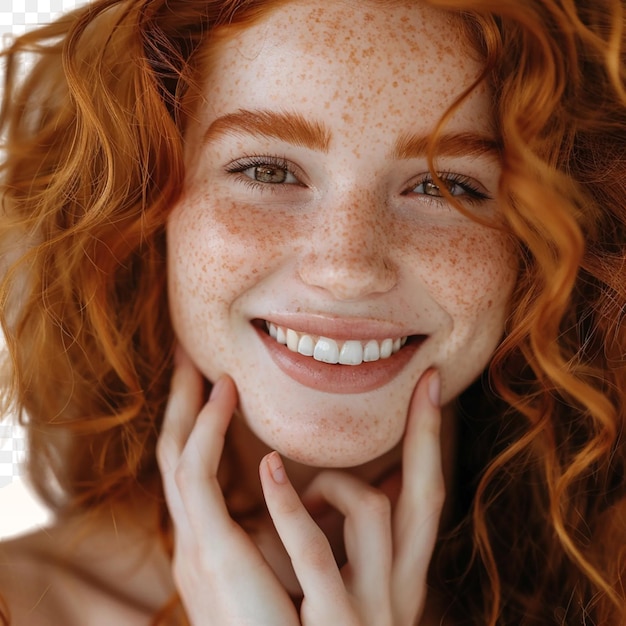 PSD a woman with freckles and a smile that says quot freckles quot