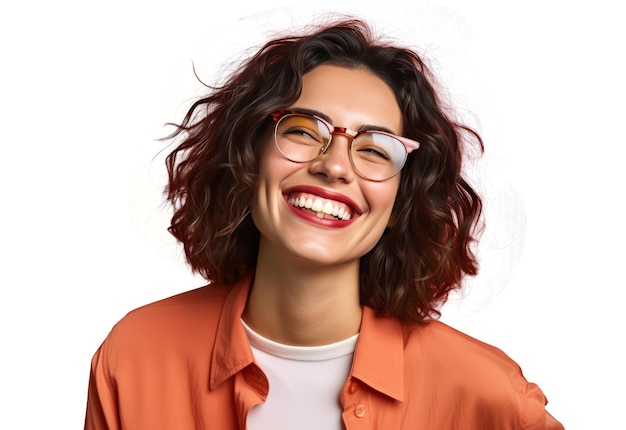 Woman with glasses isolated