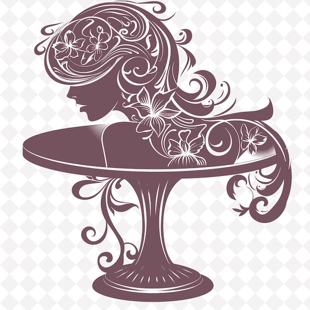 PSD a woman with a hair salon on a table