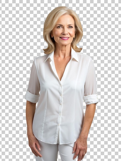 a woman with her arms crossed and a photo of a smiling woman isolated on transparent background