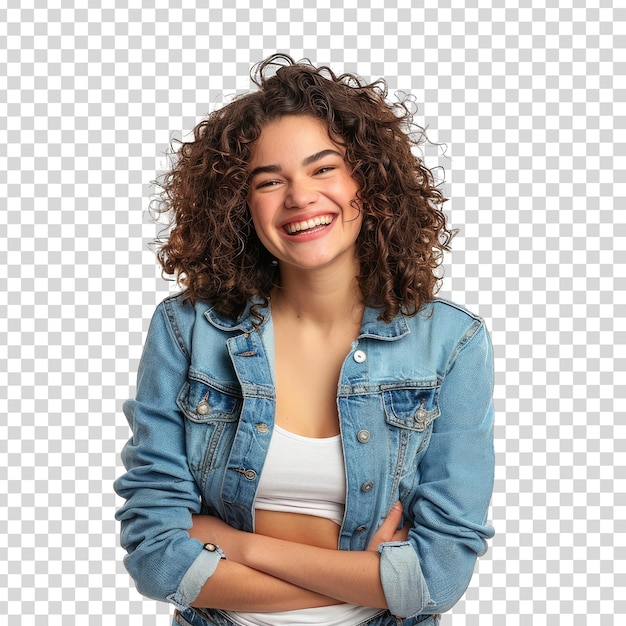 PSD a woman with her arms crossed and a smile on her face