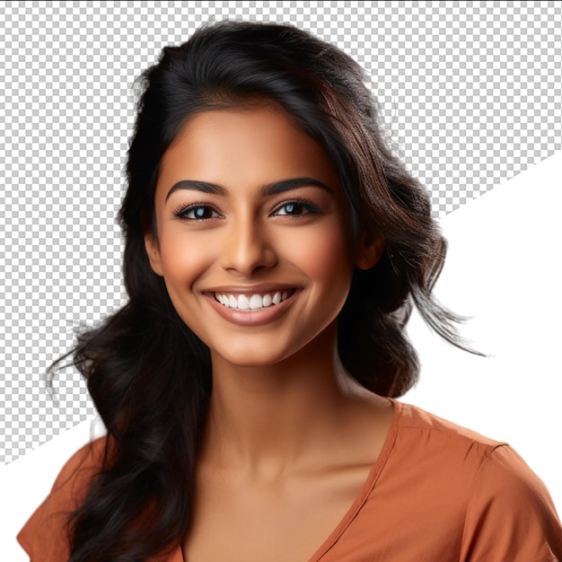 a woman with long brown hair smiling for the camera