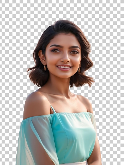 a woman with long hair and a blue top is posing for a photo