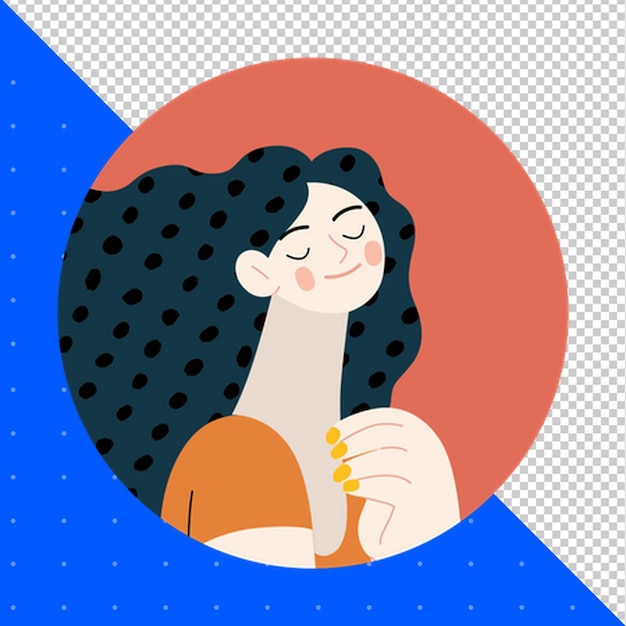 PSD a woman with long hair is holding a yellow coin