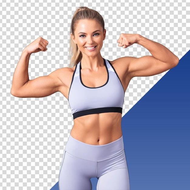 a woman with a muscular body is showing her muscles