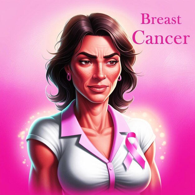 a woman with a pink background that says breast cancer cancer