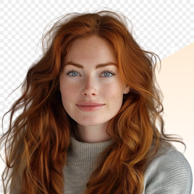 PSD a woman with red hair and a blue eyes