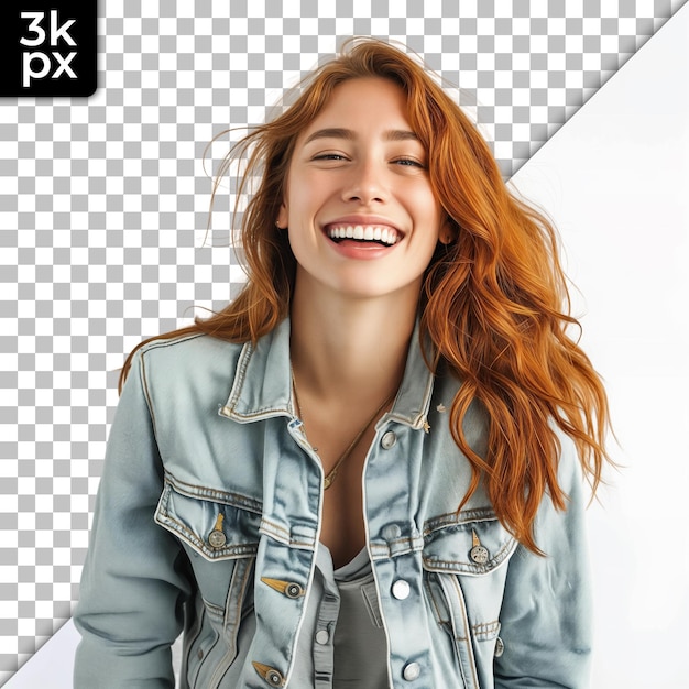 PSD a woman with red hair smiling and smiling