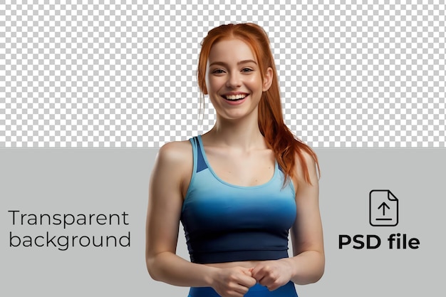 PSD a woman with red hair stands in front of a poster that says space