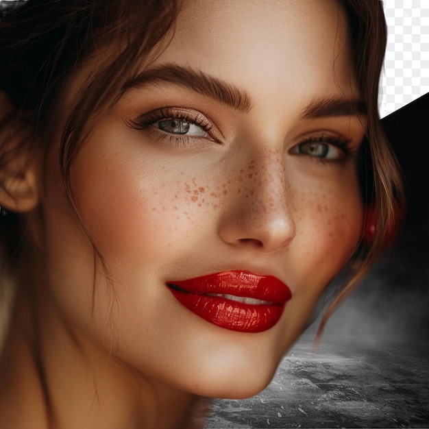 PSD a woman with red lips and a red lip