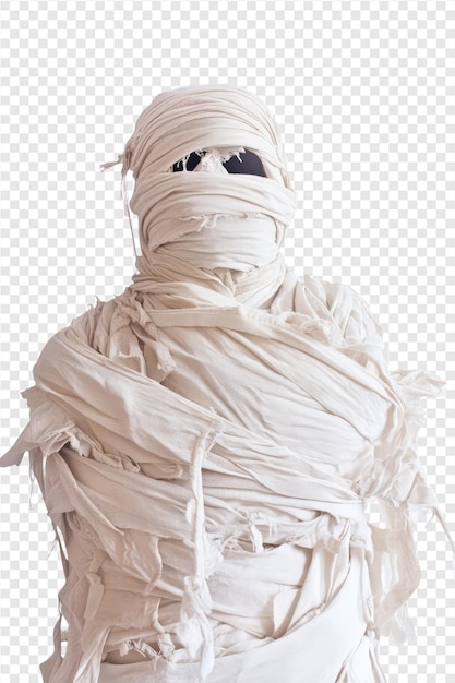 a woman wrapped in a plastic wrap with a face on it