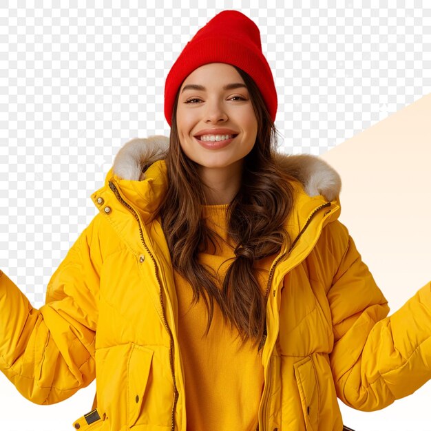 a woman in a yellow jacket with a paper in her hand