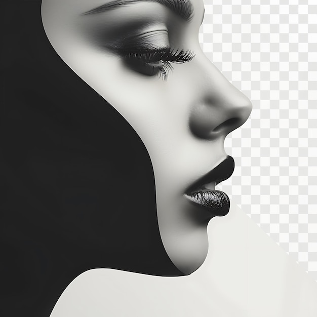 PSD a womans face with a black and white background