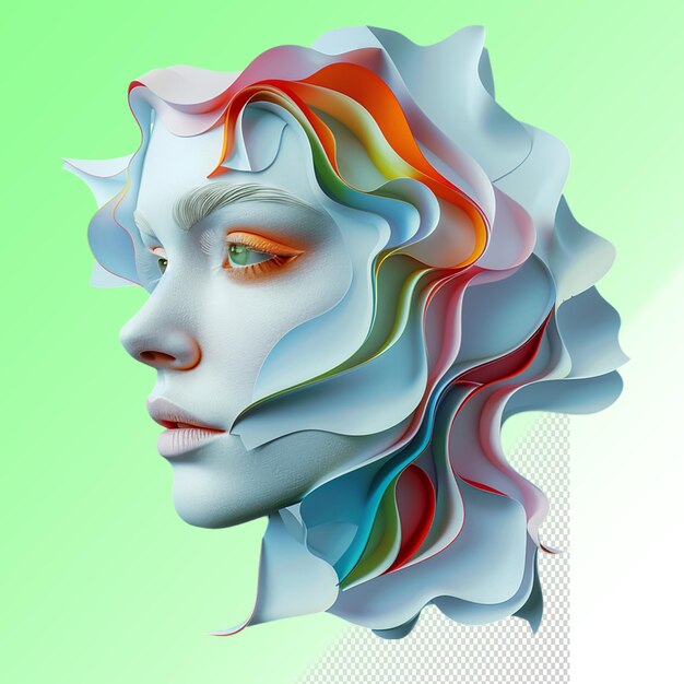 a womans face with a colorful pattern on it