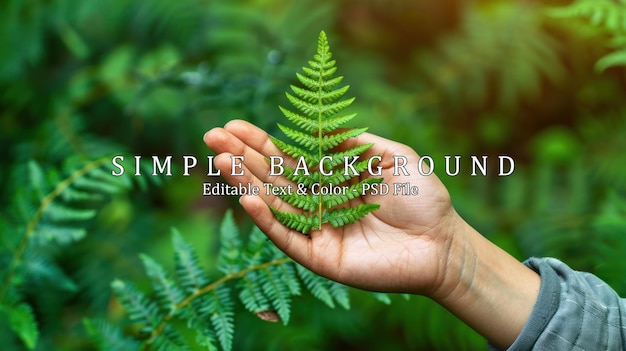 PSD a womans hand and a fern leaf man and nature