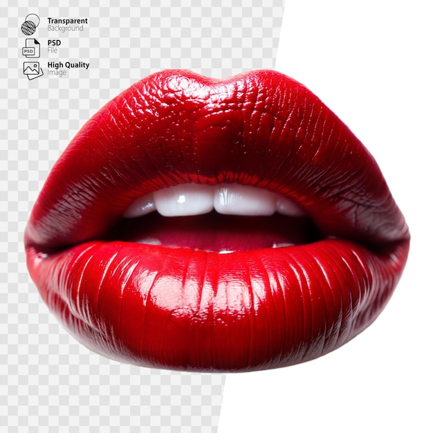 Womans Lips With Red Lipstick on Transparent Background