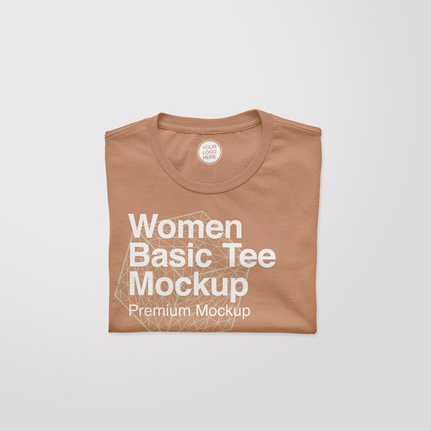 Women Basic Folded Tee Mockup