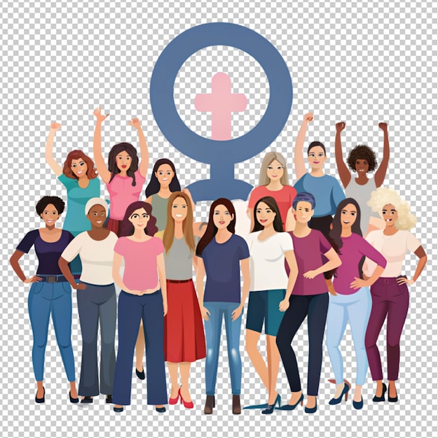 PSD women equality on transparent background