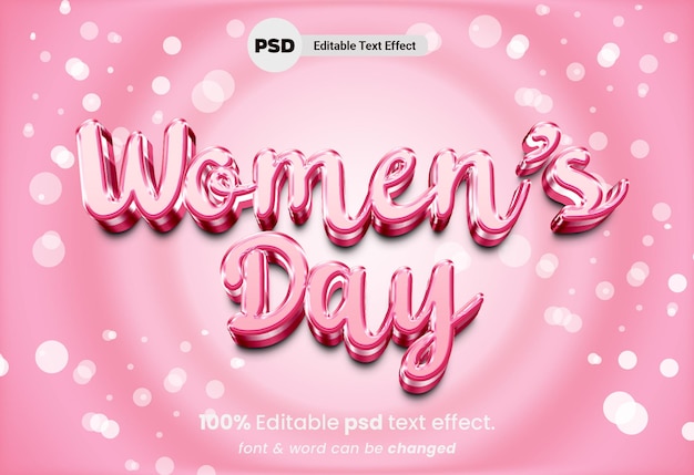 Women's day editable 3d text effect