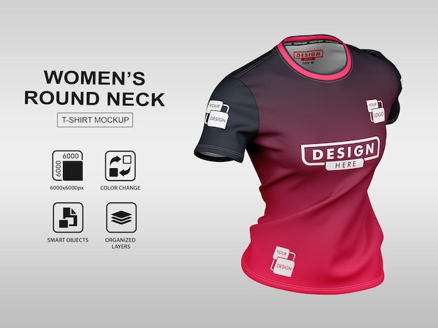 WOMEN'S ROUND NECK T SHIRT MOCKUP FRONT VIEW