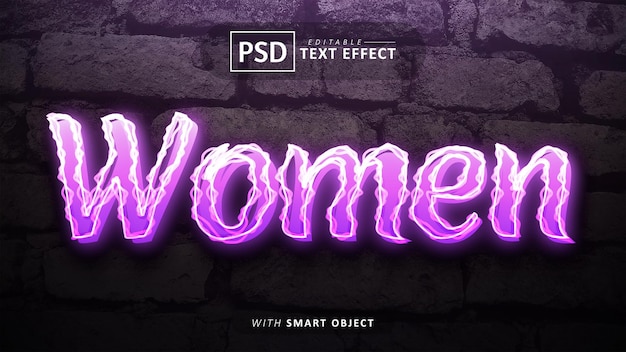 Women text editable neon font effects