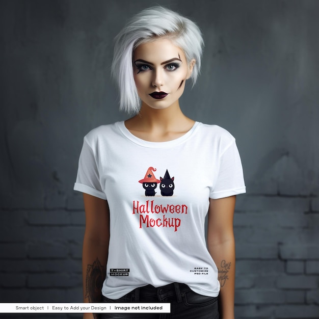 PSD women in tshirt mockup