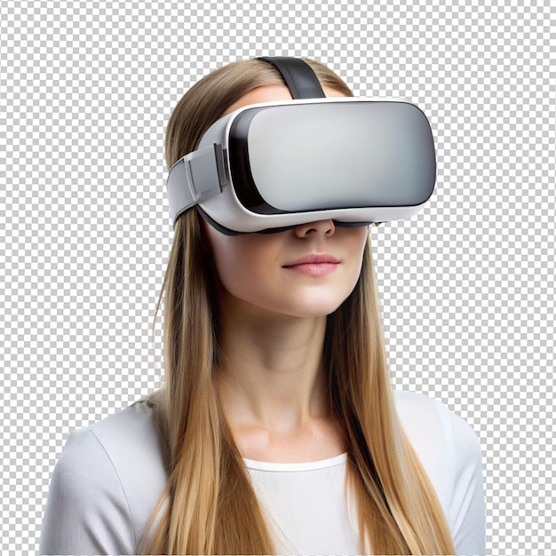 women wearing VR glasses on transparent background