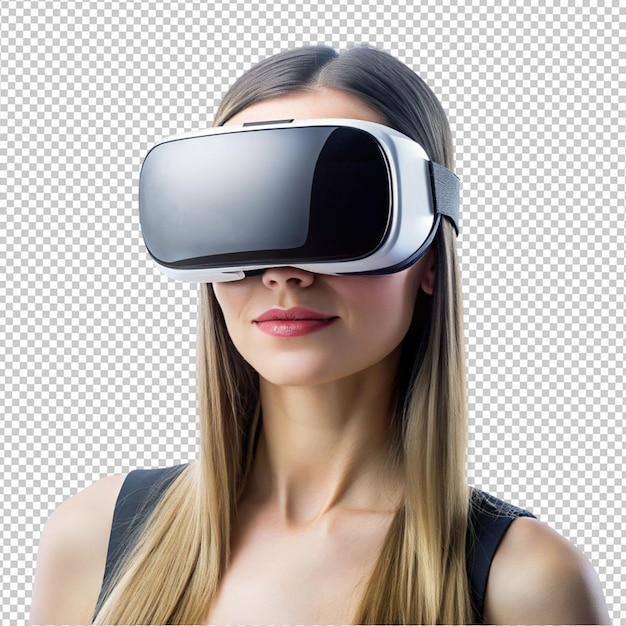 women wearing VR glasses on transparent background