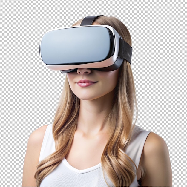 women wearing VR glasses on transparent background