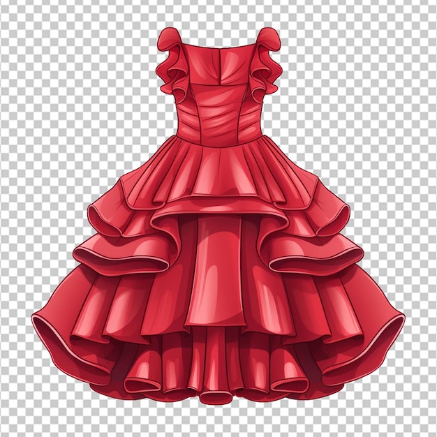 Women39s dress Ruffles Fashion Flat Sketch Vector Illustration CAD Technical Drawing Flat Drawing Template Mockup