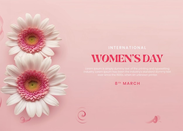 Womens Day canvas daisy flowers decoration social media post template