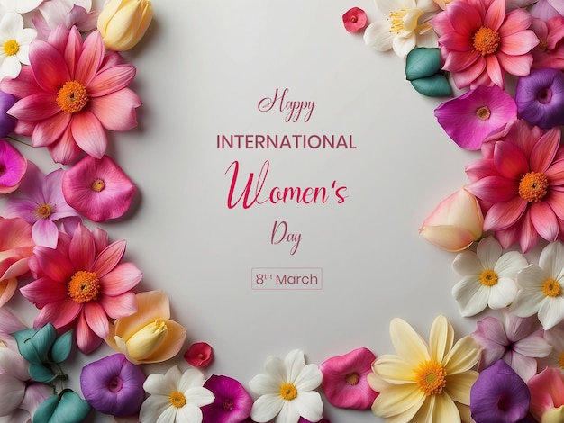 Womens day canvas design with colorful spring flowers