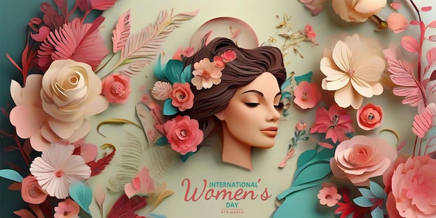 Womens Day design template flowers and decorative elements