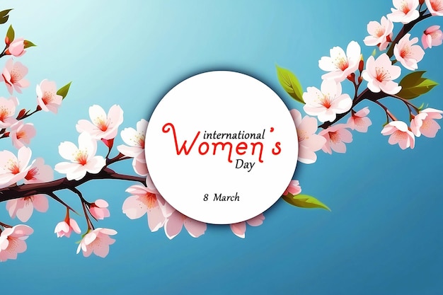 womens day with cherry blossom flower petals background