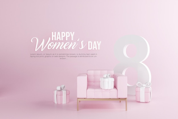 Womens day with illustration and love background