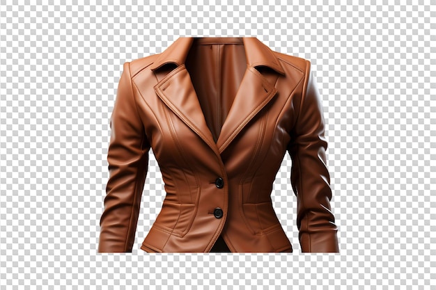 PSD womens leather blazer isolated on transparent background