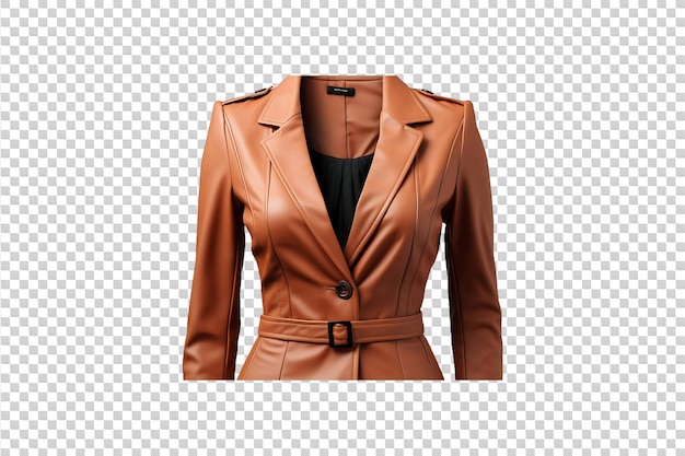 PSD womens leather blazer isolated on transparent background