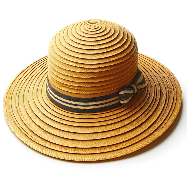 Womens summer yellow straw hat on white background