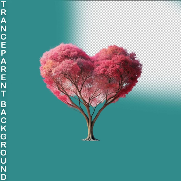 PSD wonderful love tree with flying on transparent background