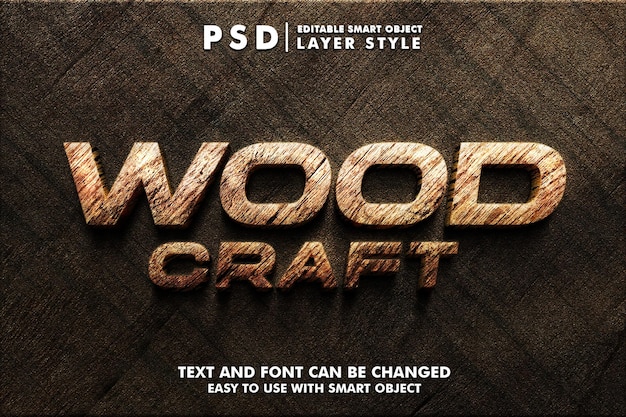 Wood Craft 3d Realistic Psd Text Effect