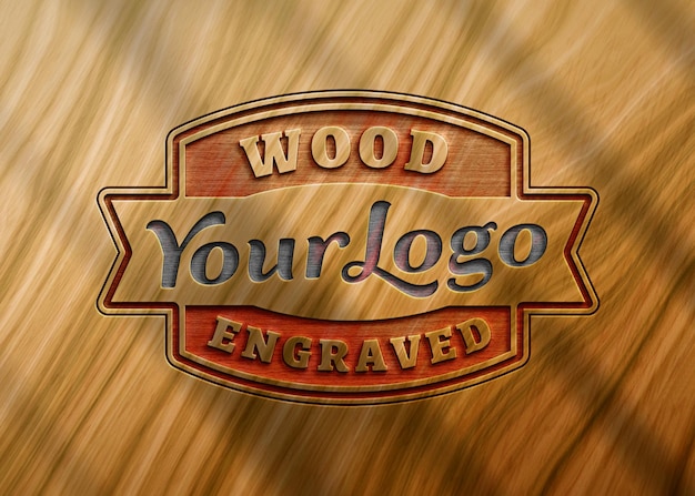 wood engrave logo mockup engrave effect logo mockup