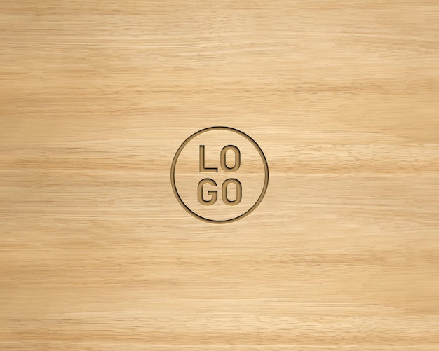 Wood engraved logo mockup editable PSD files