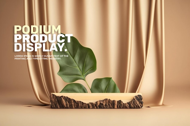 wood podium stage display mockup for product presentation scene for product display 3d rendering