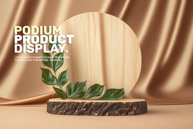 wood podium stage display mockup for product presentation scene for product display 3d rendering