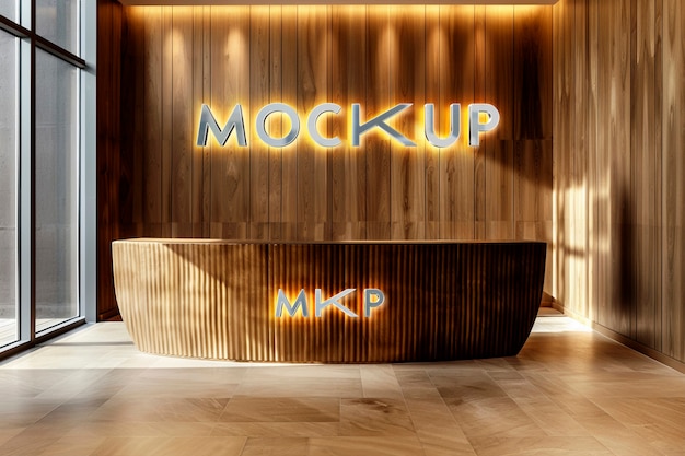 PSD wood  reception with logo mockup