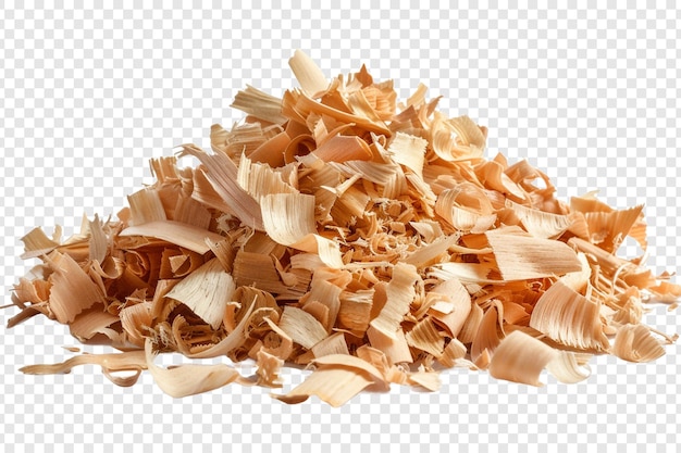 PSD wood shavings isolated on transparent background