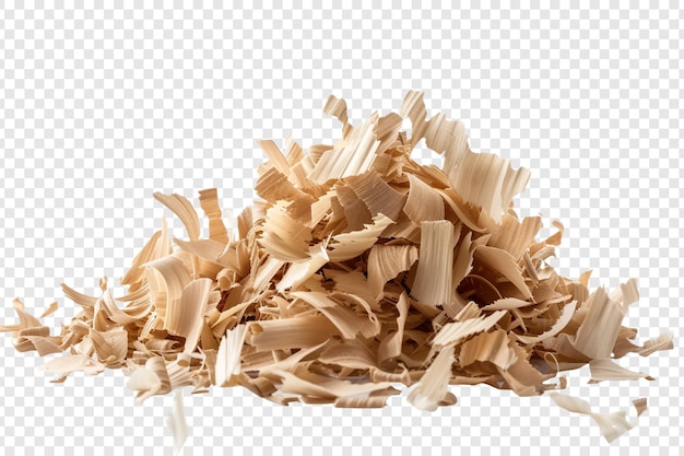 PSD wood shavings isolated on transparent background