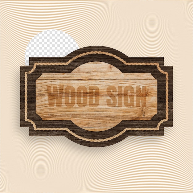 Wood Sign 3D Render